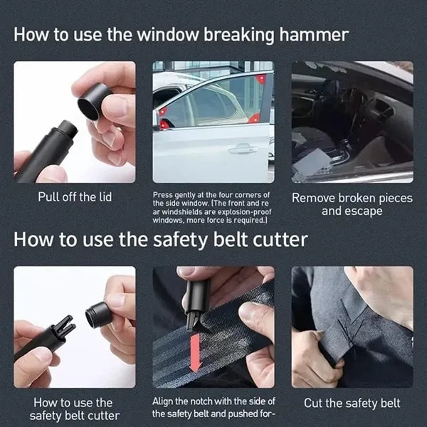 2-in-1 Mini Car Safety Hammer with Seatbelt Cutter