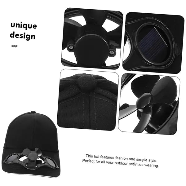 Summer Outdoor Solar Power Fan Baseball Hat Cap