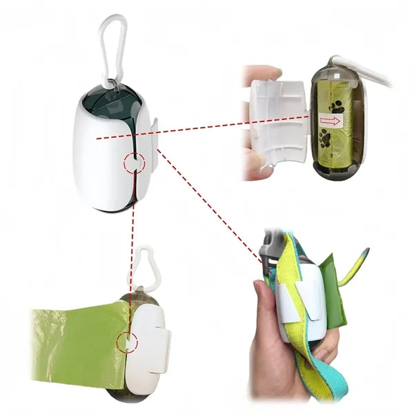 Portable Pet Poop Bag Dispenser with Clip for Leash