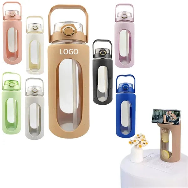 64oz Glass Water Bottle with Silicone Sleeve