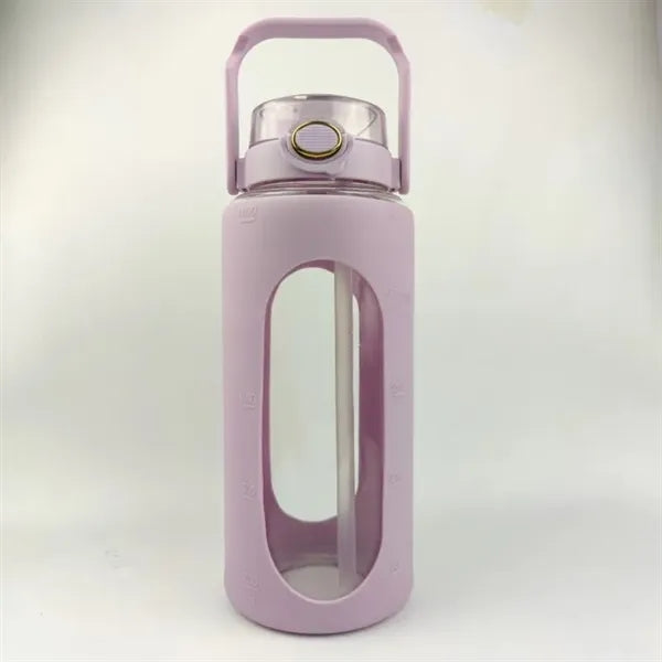 64oz Glass Water Bottle with Silicone Sleeve