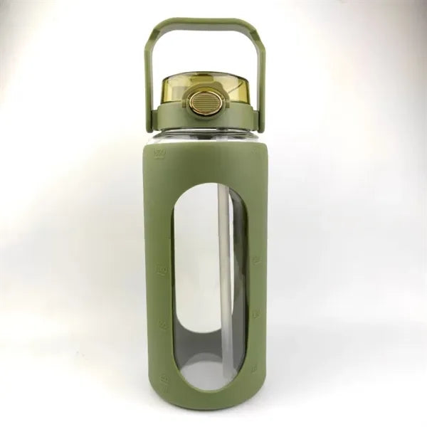 64oz Glass Water Bottle with Silicone Sleeve