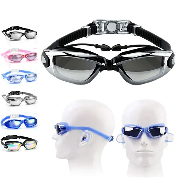 Unisex Waterproof and Anti-Fog Plating Swimming Goggles