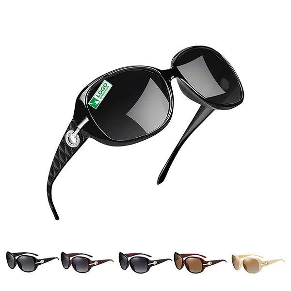 Polarized Rhinestone Large Rectangle Sunglasses