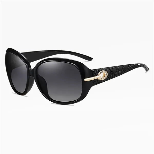 Polarized Rhinestone Large Rectangle Sunglasses