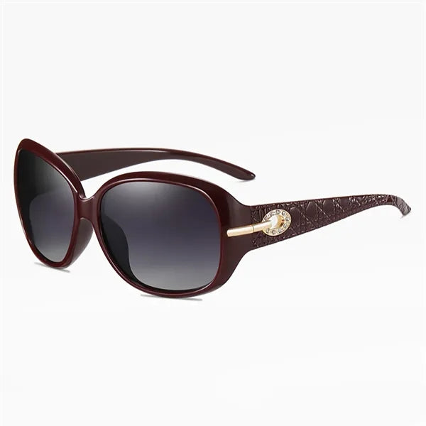 Polarized Rhinestone Large Rectangle Sunglasses