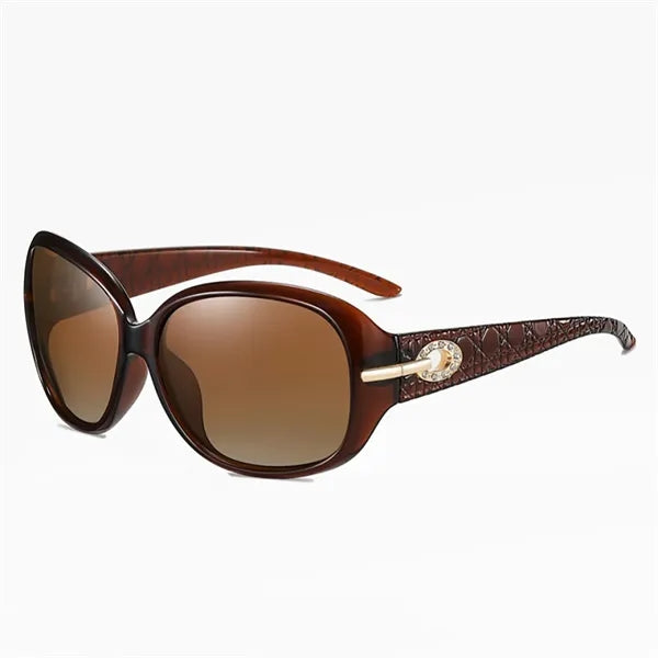 Polarized Rhinestone Large Rectangle Sunglasses