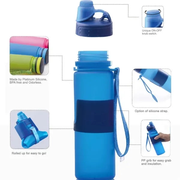 Collapsible Silicone Sports Water Bottle
