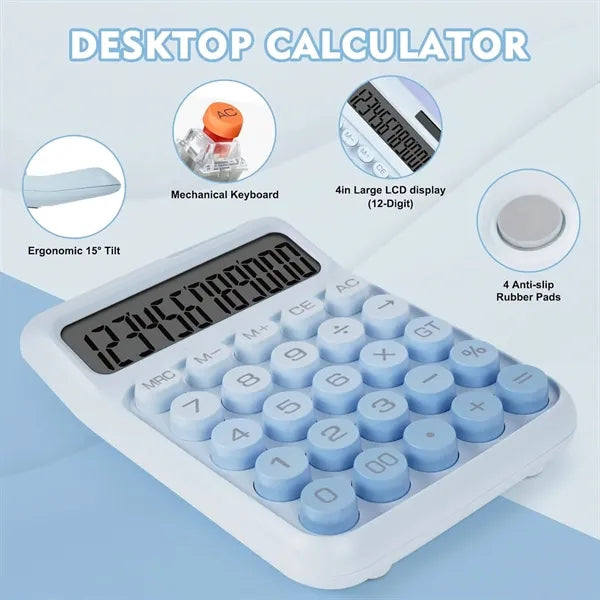 12 Digits Big Buttons Dual Power Mechanical Desk Calculator