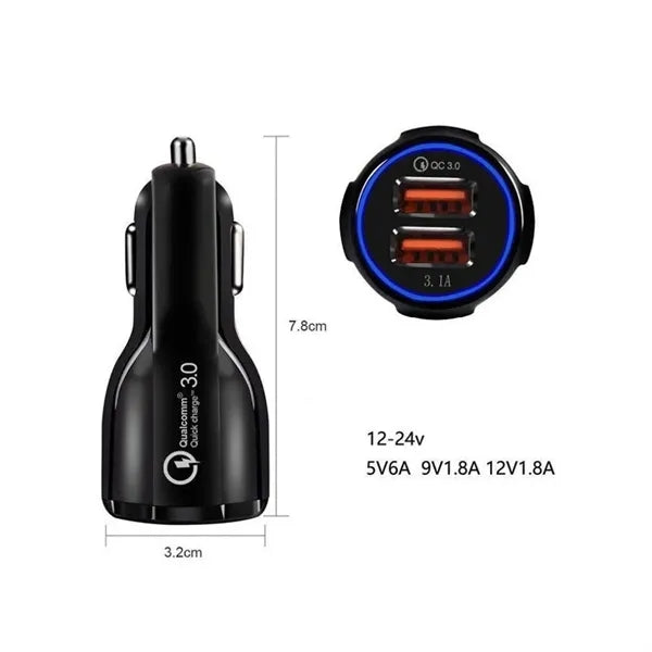 QC 3.0 Dual USB Car Charger