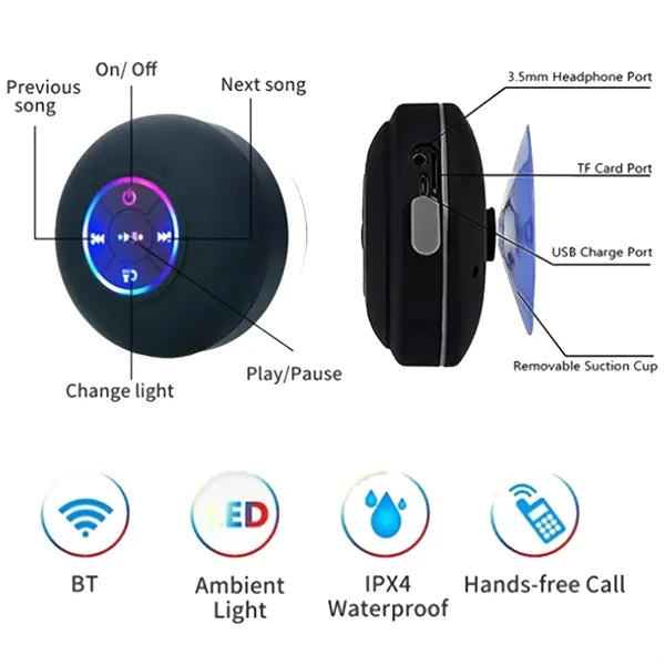 Bluetooth Speaker Waterproof With LED Light