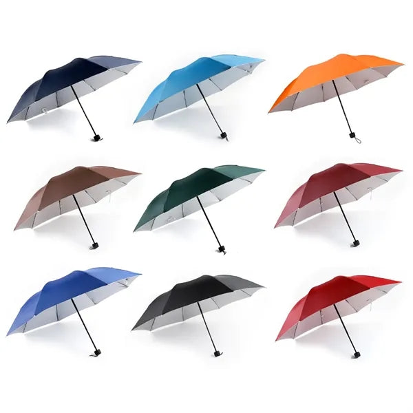 38" Anti UV Silver Coated Folding Sun Rain Travel Umbrella