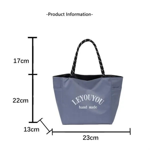 Dopamine Color-Blocking Waterproof Canvas Tote Bag