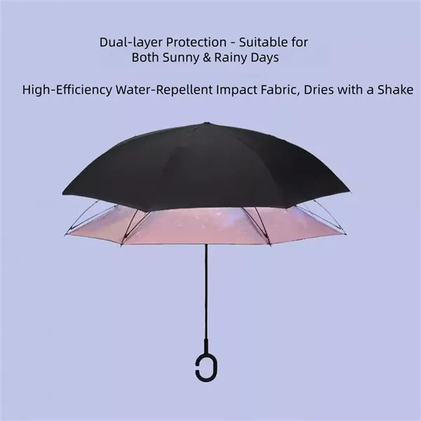 Reverse Folding Umbrella C-Handle Double Layer Sun Rain