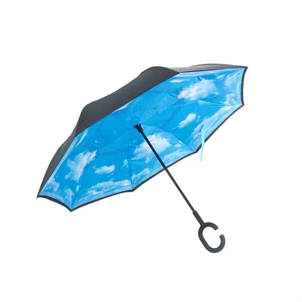 Reverse Folding Umbrella C-Handle Double Layer Sun Rain