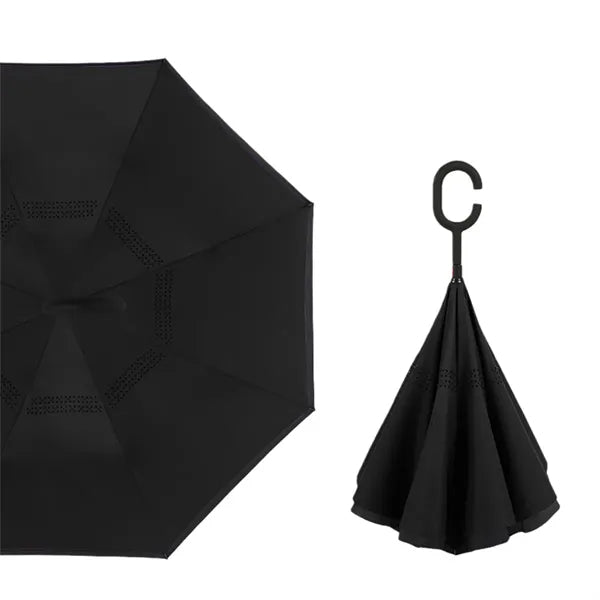 Reverse Folding Umbrella C-Handle Double Layer Sun Rain