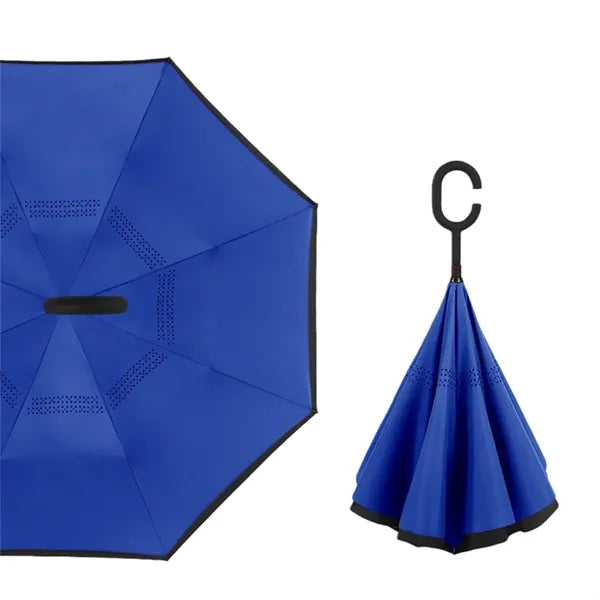 Reverse Folding Umbrella C-Handle Double Layer Sun Rain