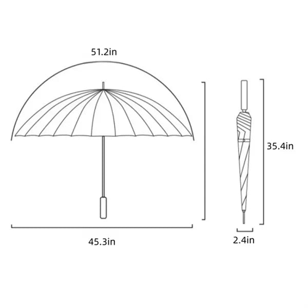 Large Umbrella 24 Rib Straight Bar Automatic Open