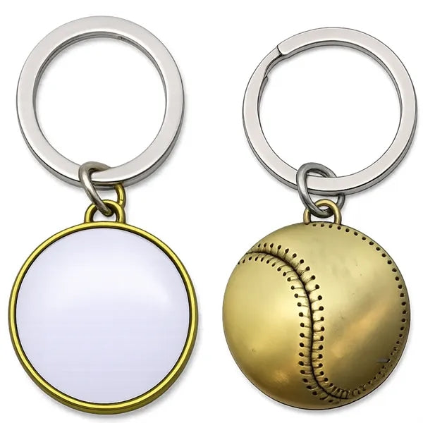 Baseball Shaped Metal Keychain