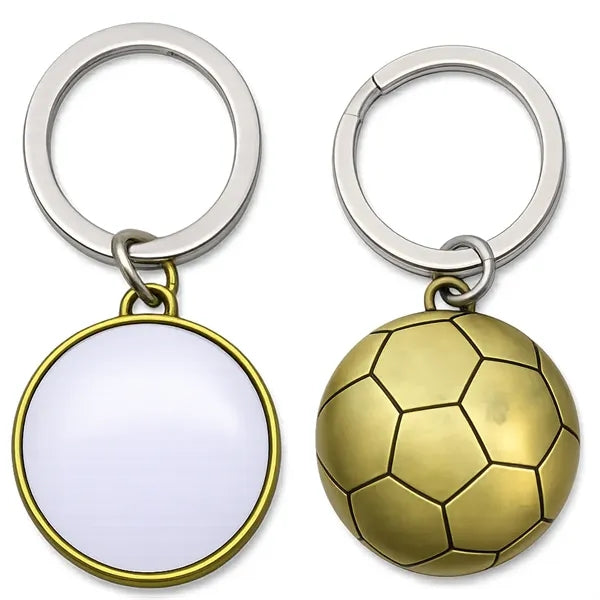 Soccer Ball Shaped Metal Keychain