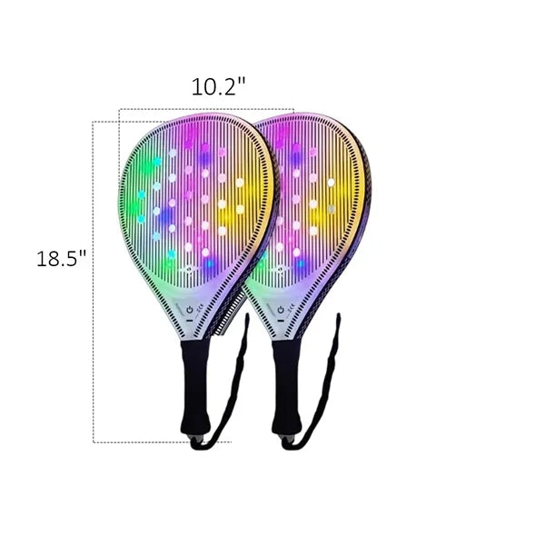 Outdoor Beach Paddle Tennis Set 2 Rackets Ball Bag with LED