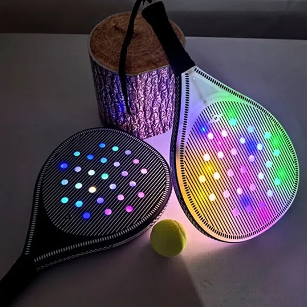 Outdoor Beach Paddle Tennis Set 2 Rackets Ball Bag with LED