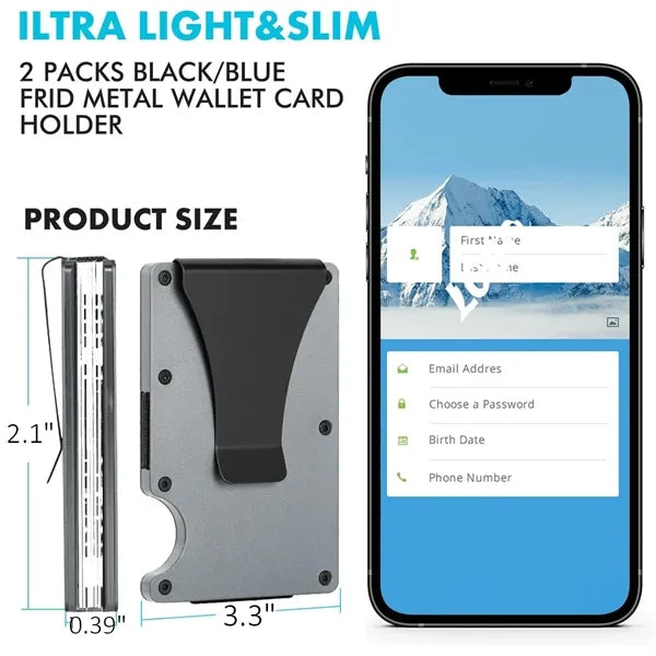 Ultra Slim RFID Blocking Metal Card Holder Wallet