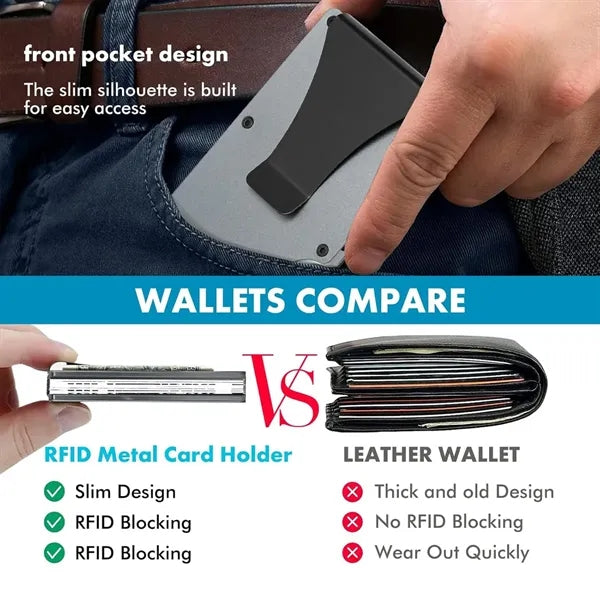 Ultra Slim RFID Blocking Metal Card Holder Wallet