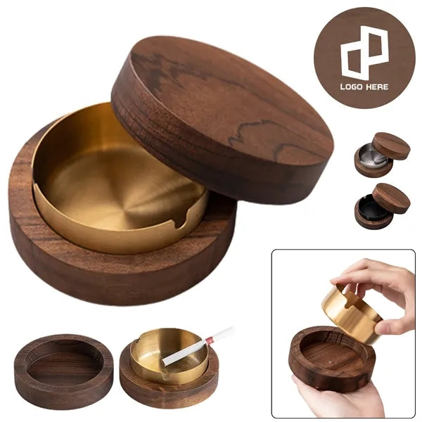 Solid Wood Ashtray W/ Lid