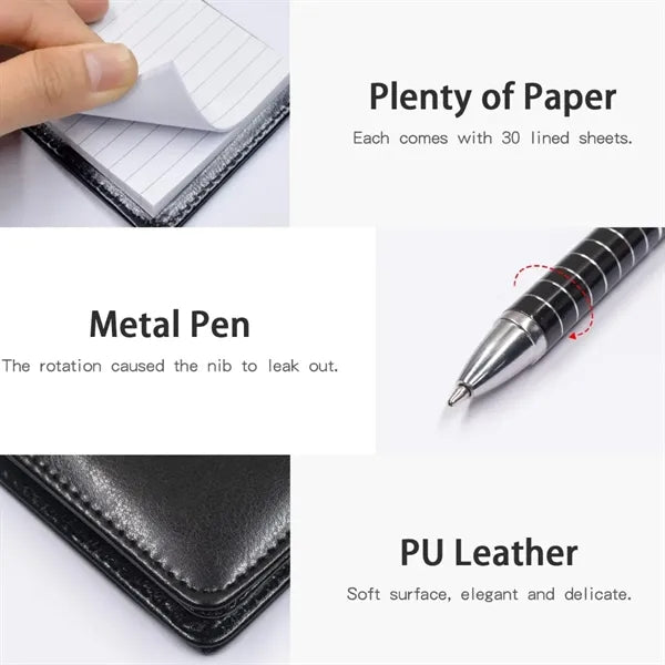 PU Leather Pocket A7 Notebook with Pen