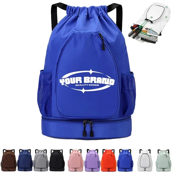 Drawstring Tennis Sports Backpack Water Resistant String Bag
