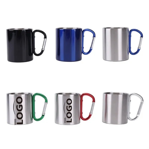 Double-Walled Stainless Steel Mug with Carabiner Handle