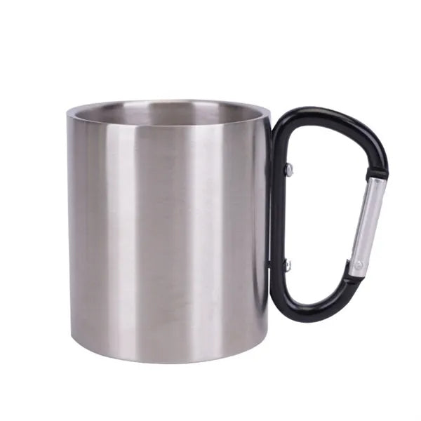 Double-Walled Stainless Steel Mug with Carabiner Handle