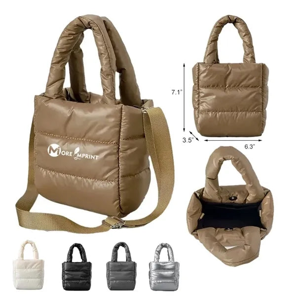 Mini Puffer Tote Bag Quilted Soft Lightweight Womens Handbag