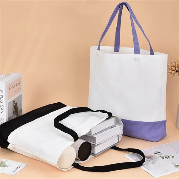 Color Block Canvas Tote Bag