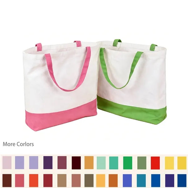 Color Block Canvas Tote Bag