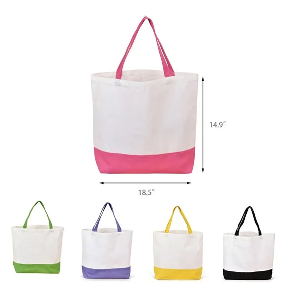 Color Block Canvas Tote Bag