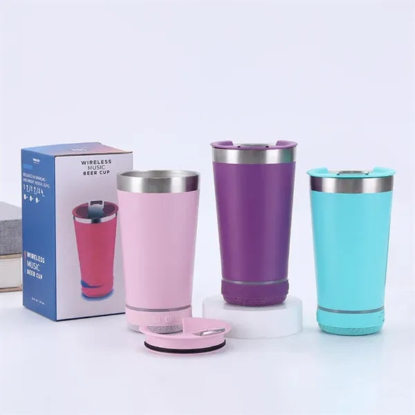 16oz Stainless Steel Tumbler with Music Speaker