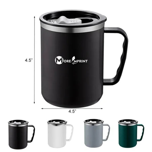 17oz Stainless Steel Coffee Mug with Sliding Lid and Handle