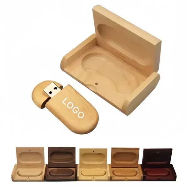 Novelty Ellipse Pendrive Wooden USB Flash Drive with Box