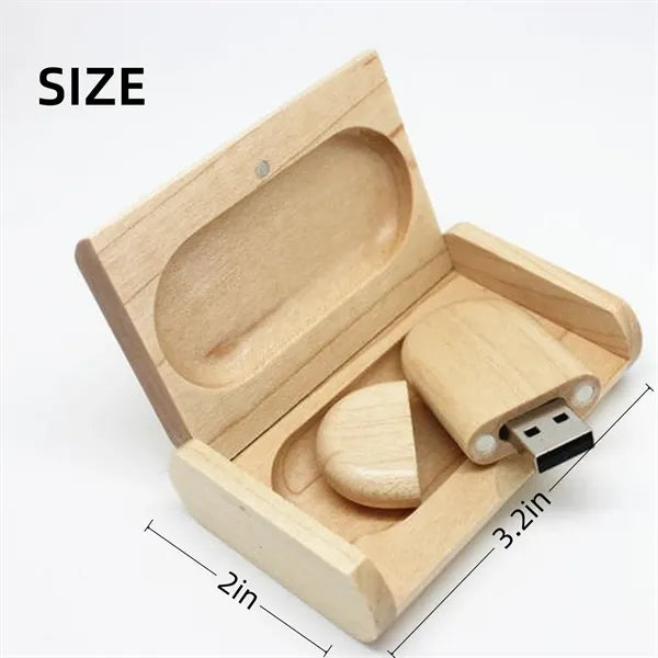 Novelty Ellipse Pendrive Wooden USB Flash Drive with Box