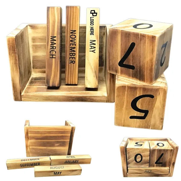 Wooden Date Block Perpetual Calendar