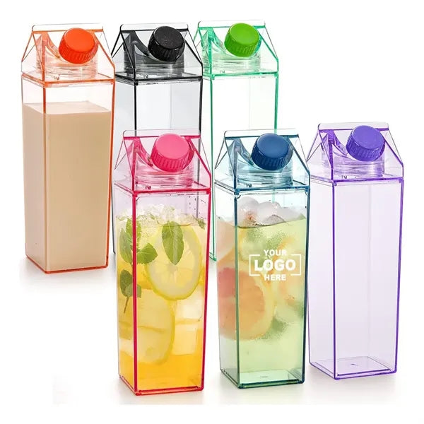17OZ Square Plastic Milk Carton Cup Leakproof Juice Bottle