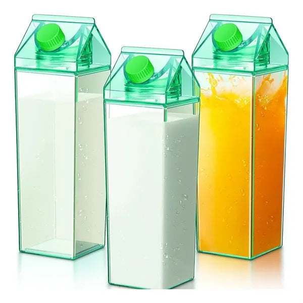 17OZ Square Plastic Milk Carton Cup Leakproof Juice Bottle
