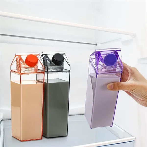 17OZ Square Plastic Milk Carton Cup Leakproof Juice Bottle