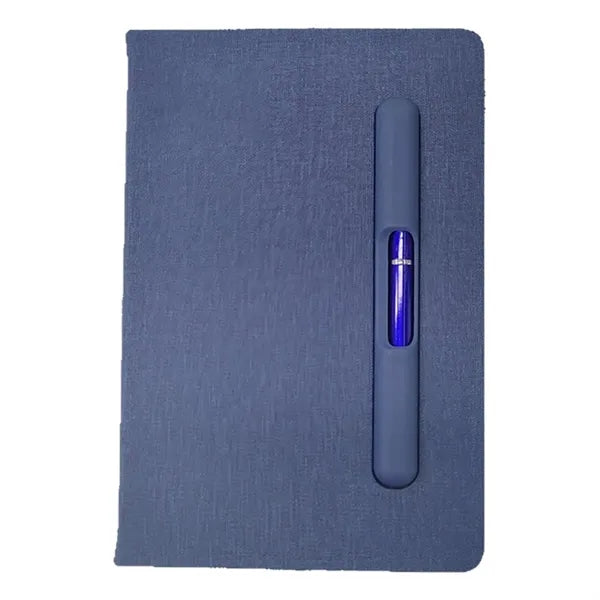 Hardcover Fabric Notepad w/Built-In Pen&Phone Stand