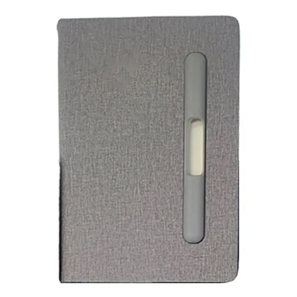 Hardcover Fabric Notepad w/Built-In Pen&Phone Stand
