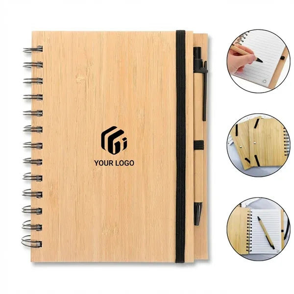 Eco-friendly portable durable writing coil bamboo notebook