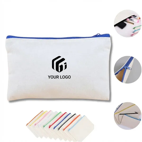 Portable multifunctional canvas zipper stationery makeup bag