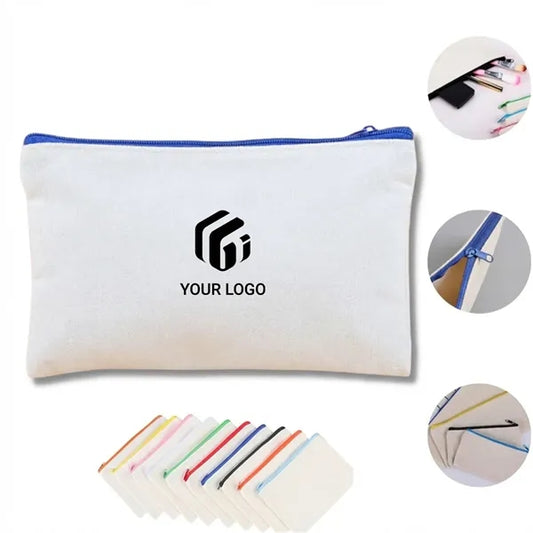 Portable multifunctional canvas zipper stationery makeup bag